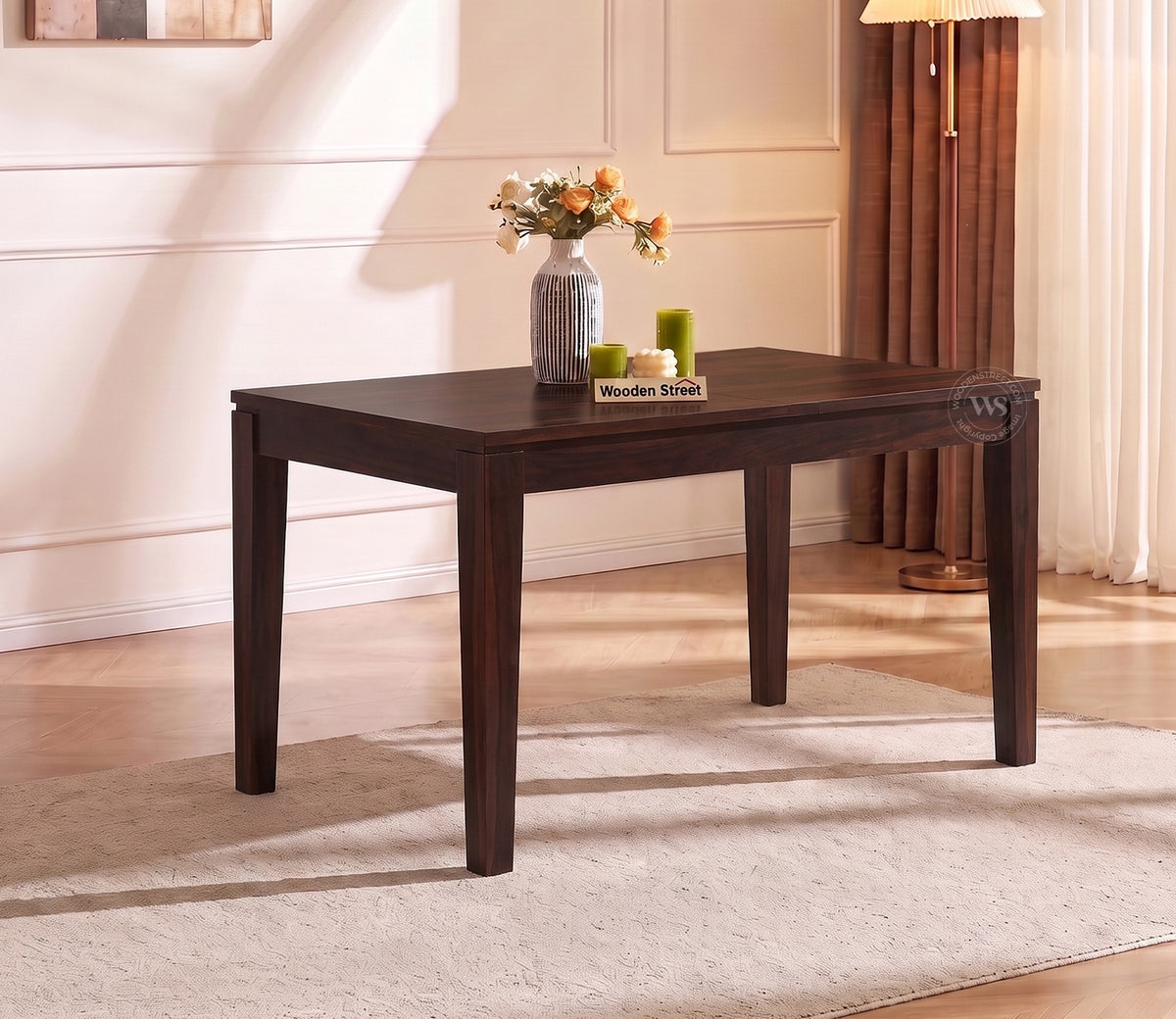 Tim Extendable 4 Seater Dining Table (Walnut Finish)