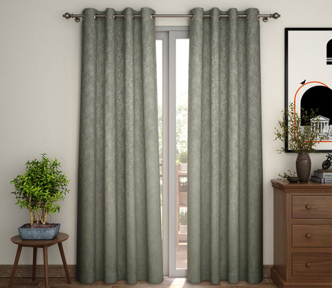 Solid Grey Light-Filtering Door Curtains Set of 2 (Grey, 7 Feet)
