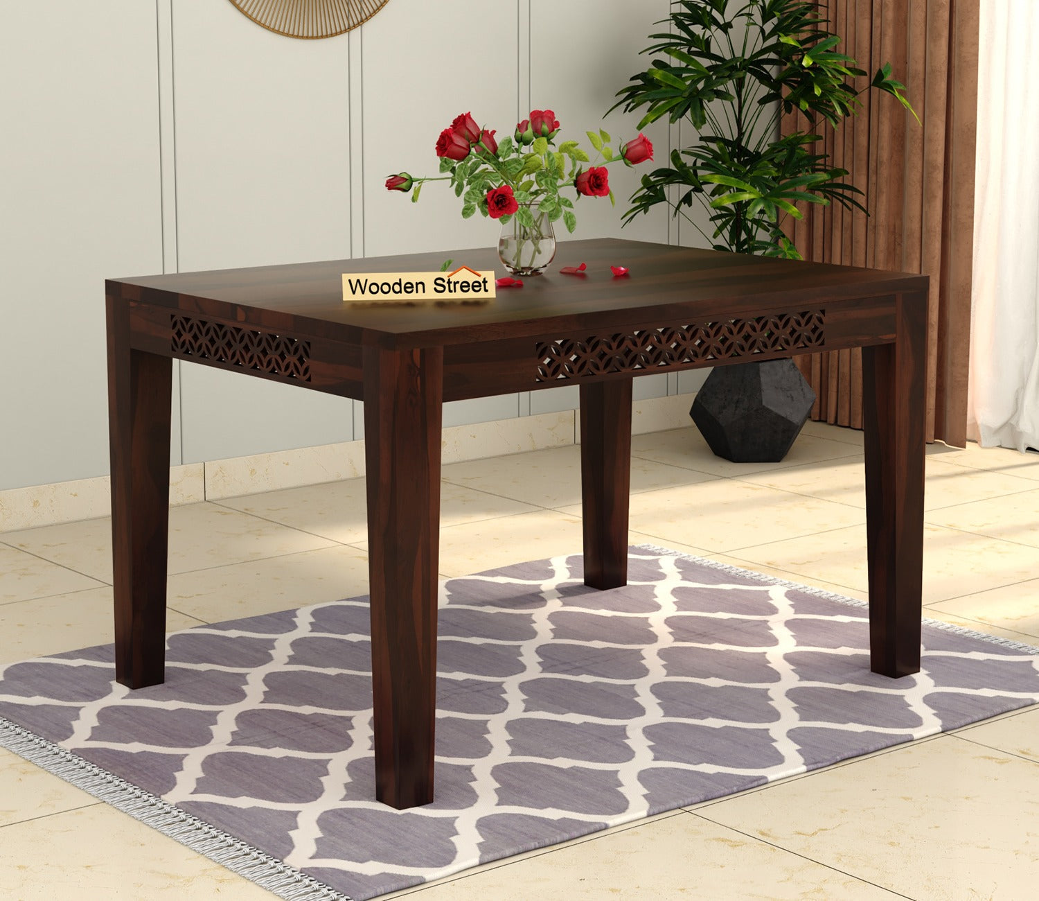 Cambrey Compact 4 Seater Dining Table (Walnut Finish)