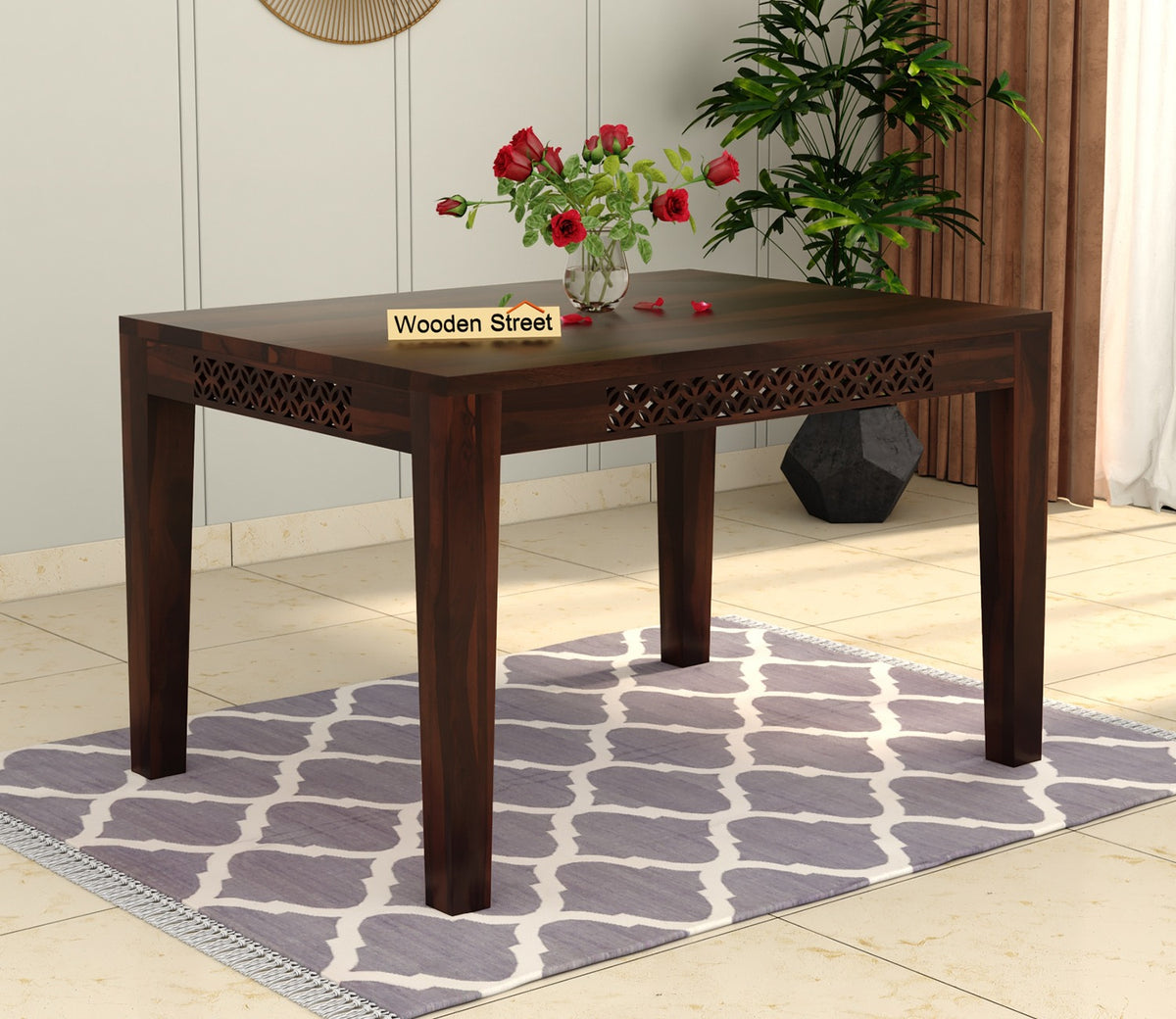 Cambrey Compact 4 Seater Dining Table (Walnut Finish)