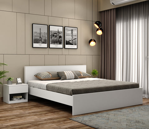 Clemency Bed without Storage (Queen Size, Frosty White Finish)