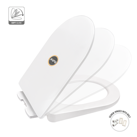 Trueliving_Elite Round Toilet Seat Cover (Soft Close) width 35 cm, length 40-41 cm. width 36 cm, length 41-48 cm.