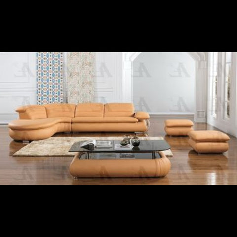 Trueliving Luxurious Dark Six Seater Sofa Leather Finish (H 36" x W 80" x D 34")+(H 33" x W 60" x D 35")+(H 30'' x W 31'' x D 30'')
