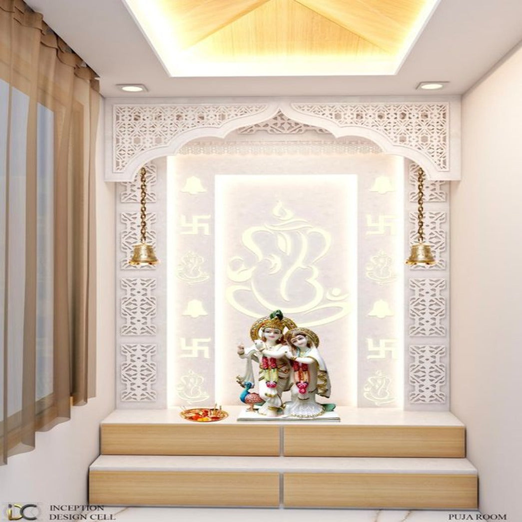 Trueliving Mandir | Designer Temple 1.5 for Home & Offices |- Size - H: 48" x W: 44"— D: 21.5"
