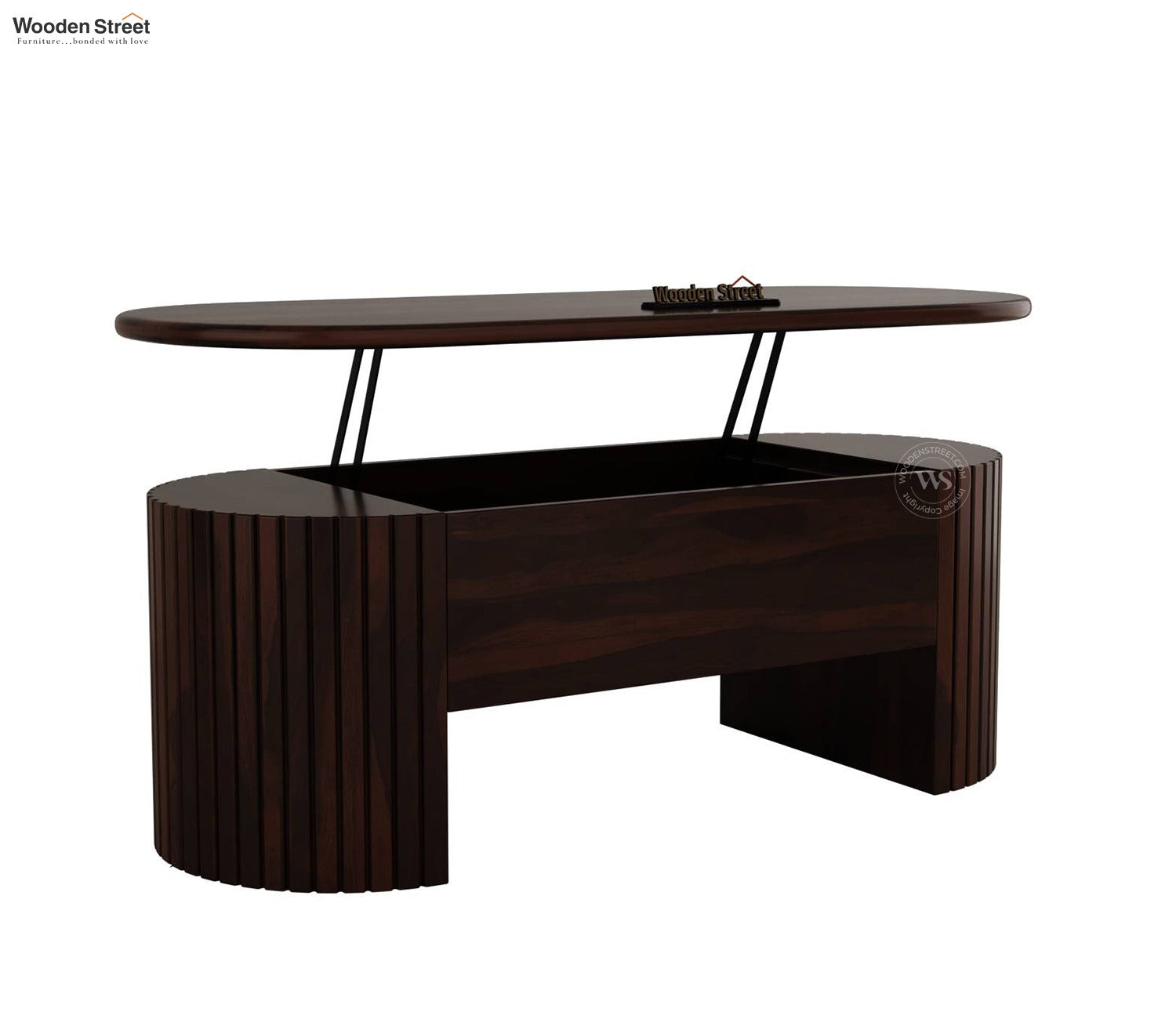 Silvia Lift Top Sheesham Wood Coffee Table with Hidden Storage Compartment (Walnut Finish)
