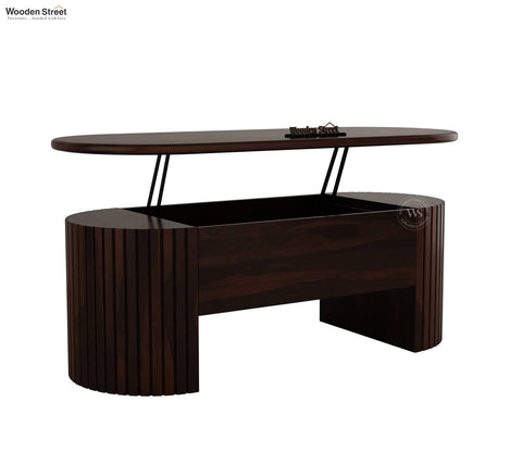 Silvia Lift Top Sheesham Wood Coffee Table with Hidden Storage Compartment (Walnut Finish)
