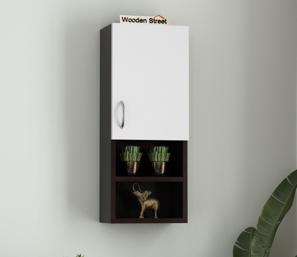 Stark Wall Cabinet (Flowery Wenge - Frosty White Finish)