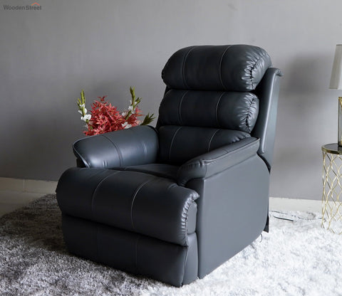 Valencia Leatherette 1 Seater Manual Recliner Sofa (Limed Spruce Blue)