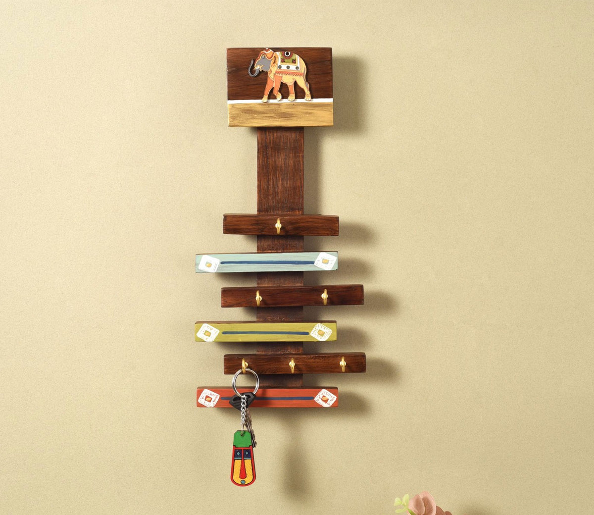 Happy Elephants Stripped Key Hangers