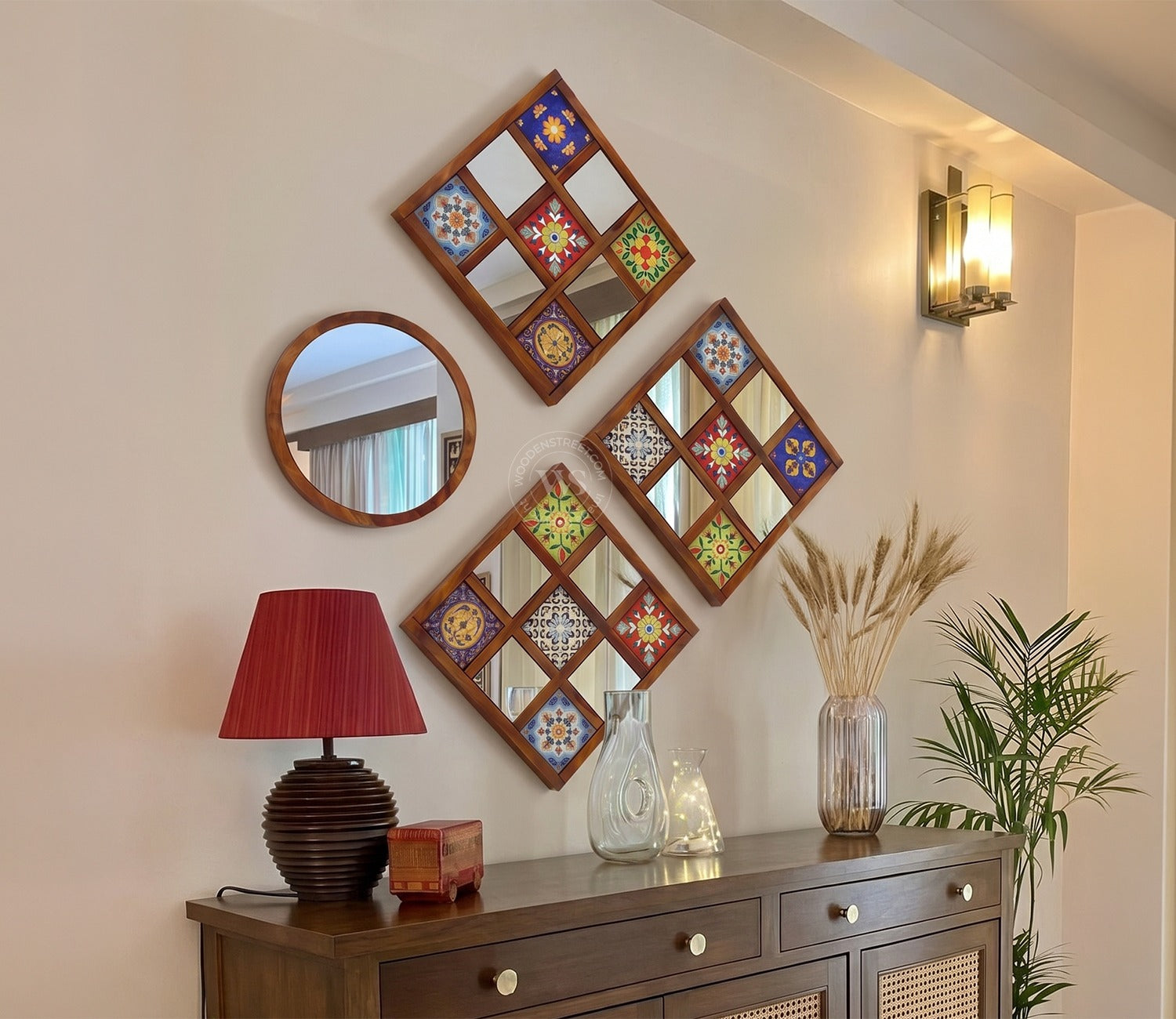 Bohemian Mirror Collage (Honey Finish)