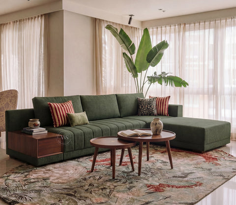 Oasis L-Shape Right Aligned Sectional Sofa (Sage Green)