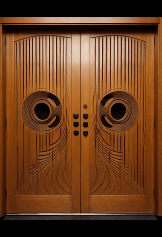 Trueliving Indian Look Wooden Double Main Door I Double Door-(7 ft in height and 4 ft in width)