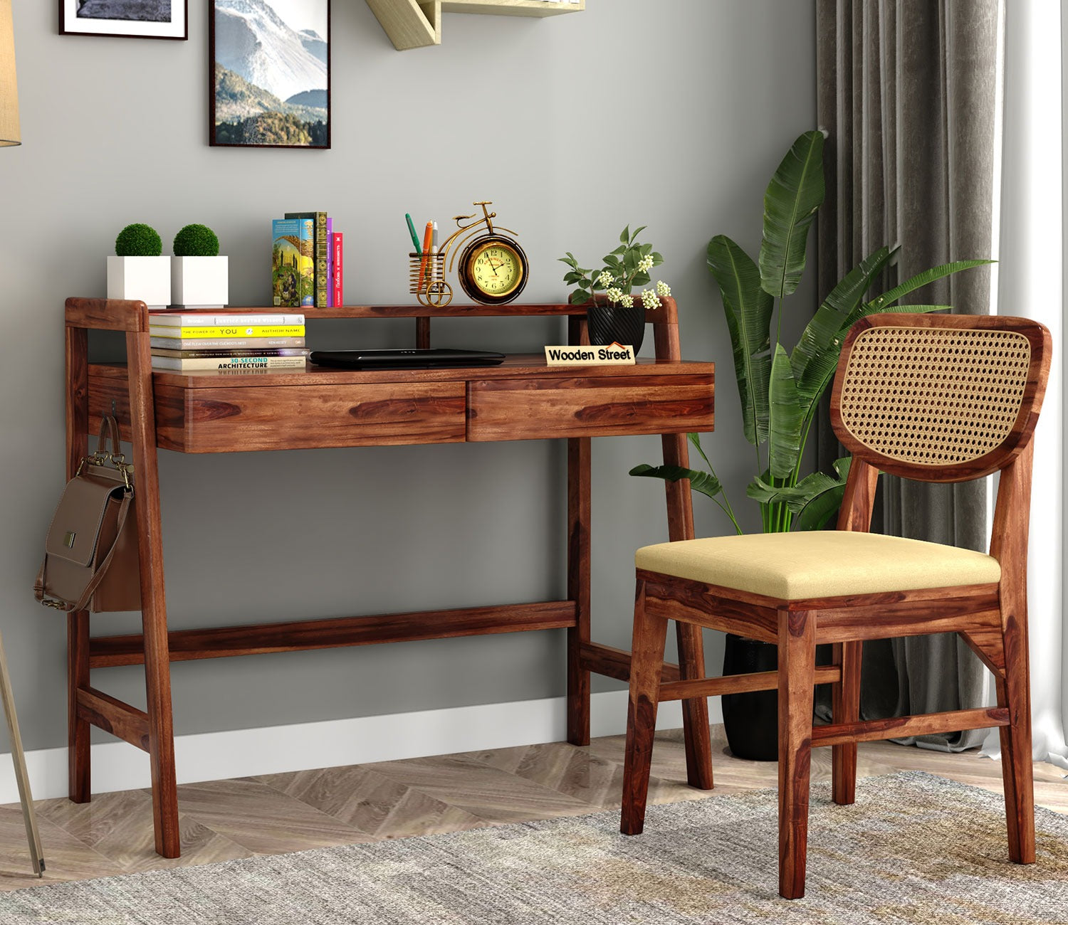 Aurelia Sheesham Wood Study Table (Honey Finish)