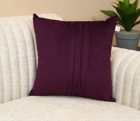Caro Velvet Pleated Cushion Cover - Pack of 1 (16 x 16 Inch, Mulberry Pink)