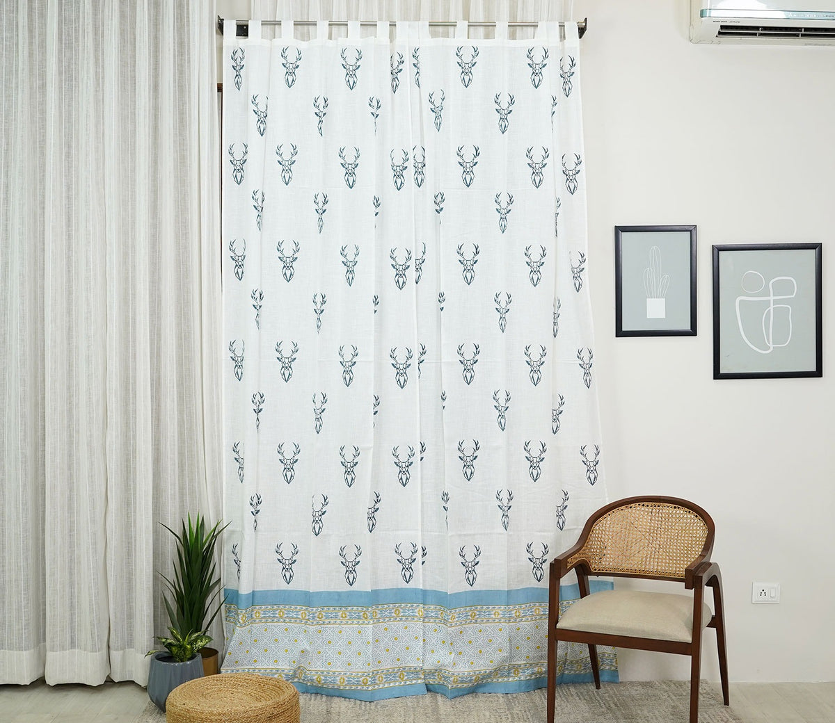 Barasingha 1 Piece Door Curtain (White, 7 Feet)