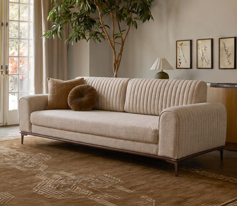 Lorenz 3 Seater Lounger Sofa With Tilt Adjust Headrest (Cotton, Jade Ivory)