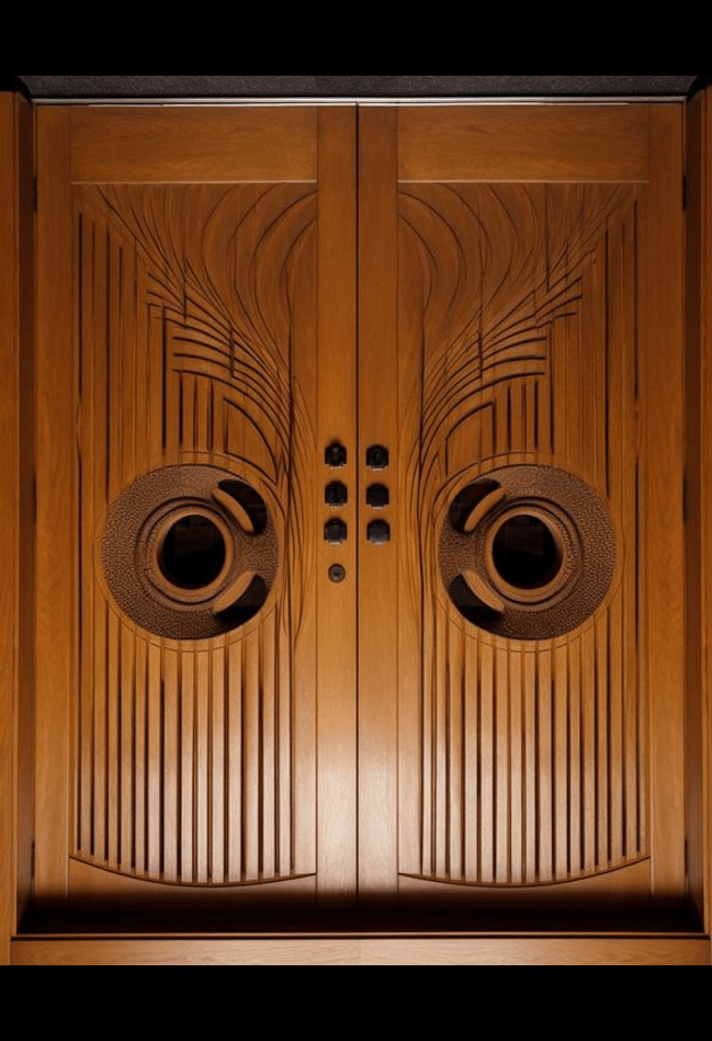 Trueliving Indian Look Wooden Double Main Door I Double Door-(7 ft in height and 4 ft in width)