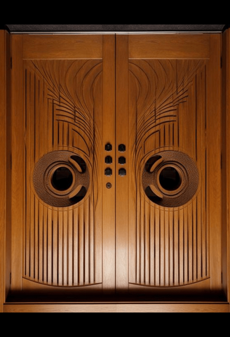Trueliving Indian Look Wooden Double Main Door I Double Door-(7 ft in height and 4 ft in width)