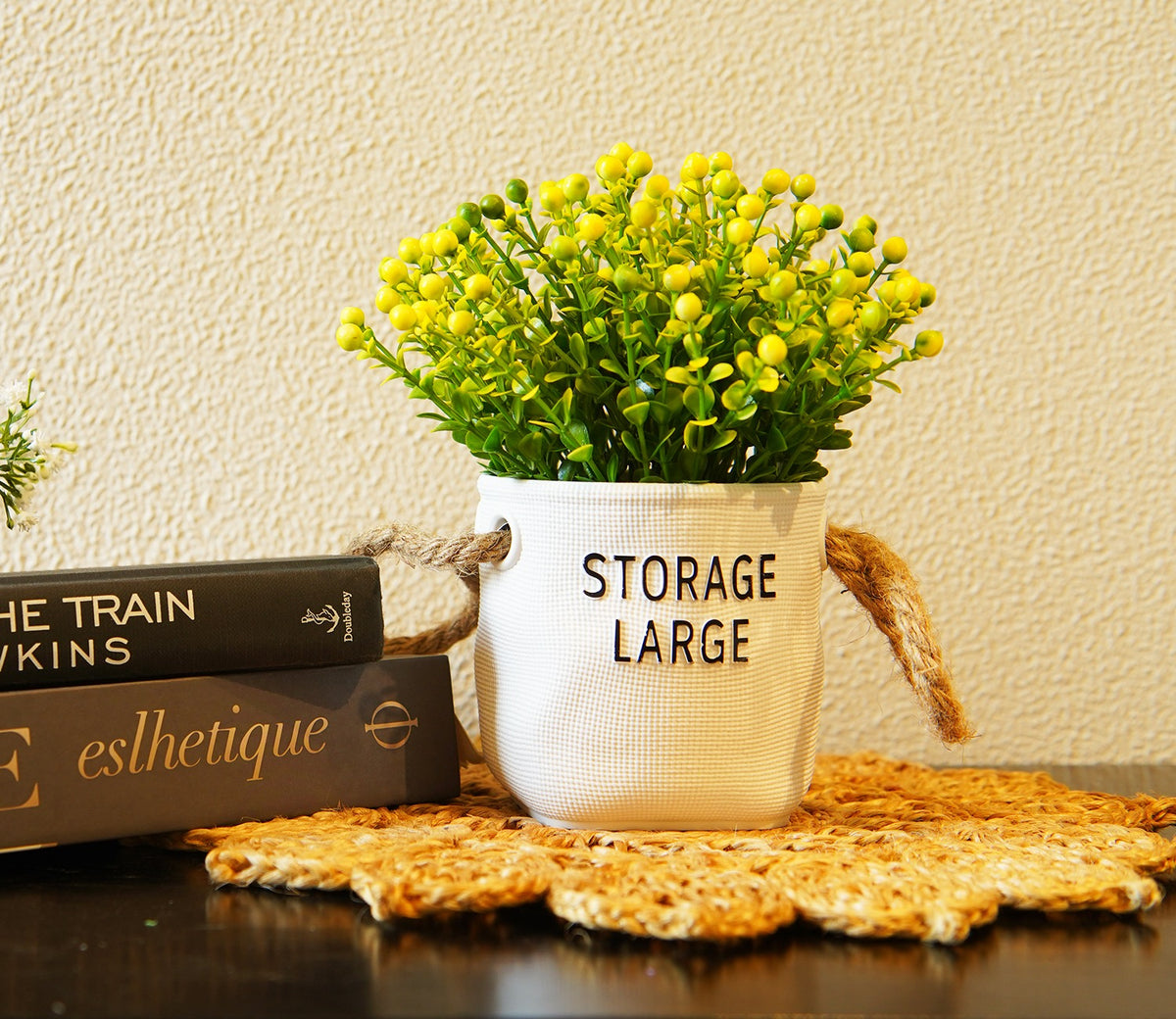 Wonder Artificial Flower With Plastic Pot (Yellow)