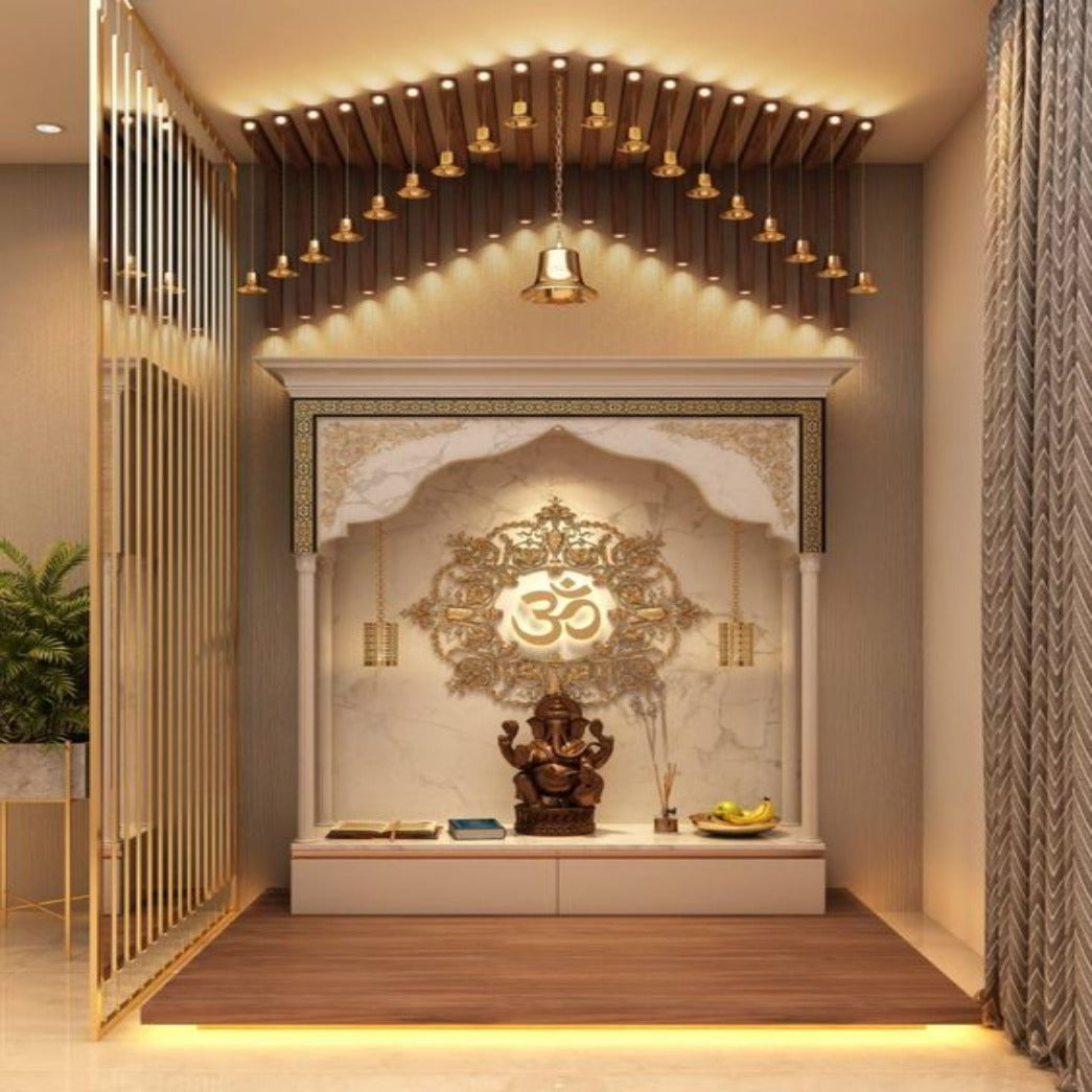 Trueliving Mandir | Designer Temple 1.0 for Home & Offices | Size - H: 48" x W: 44"— D: 21.5"