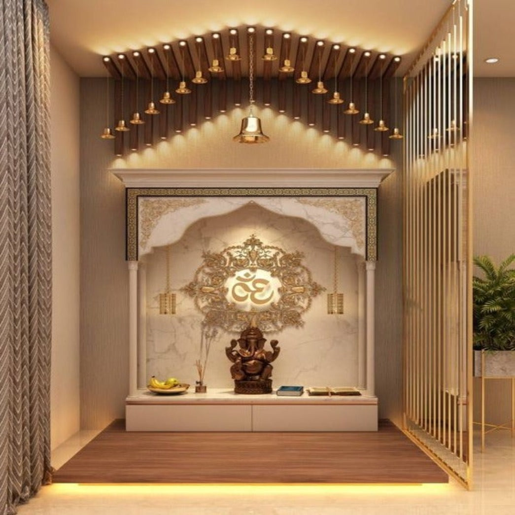 Trueliving Mandir | Designer Temple 1.0 for Home & Offices | Size - H: 48" x W: 44"— D: 21.5"