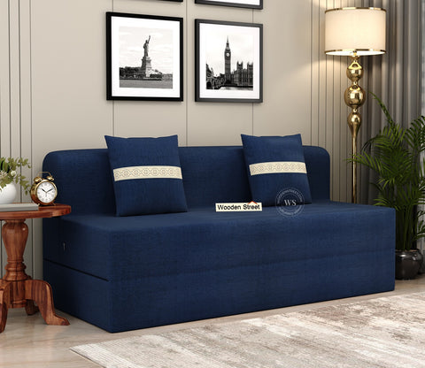 Voltz Fabric Sofa Cum Bed (72 x 60 Inch, Azure Blue)