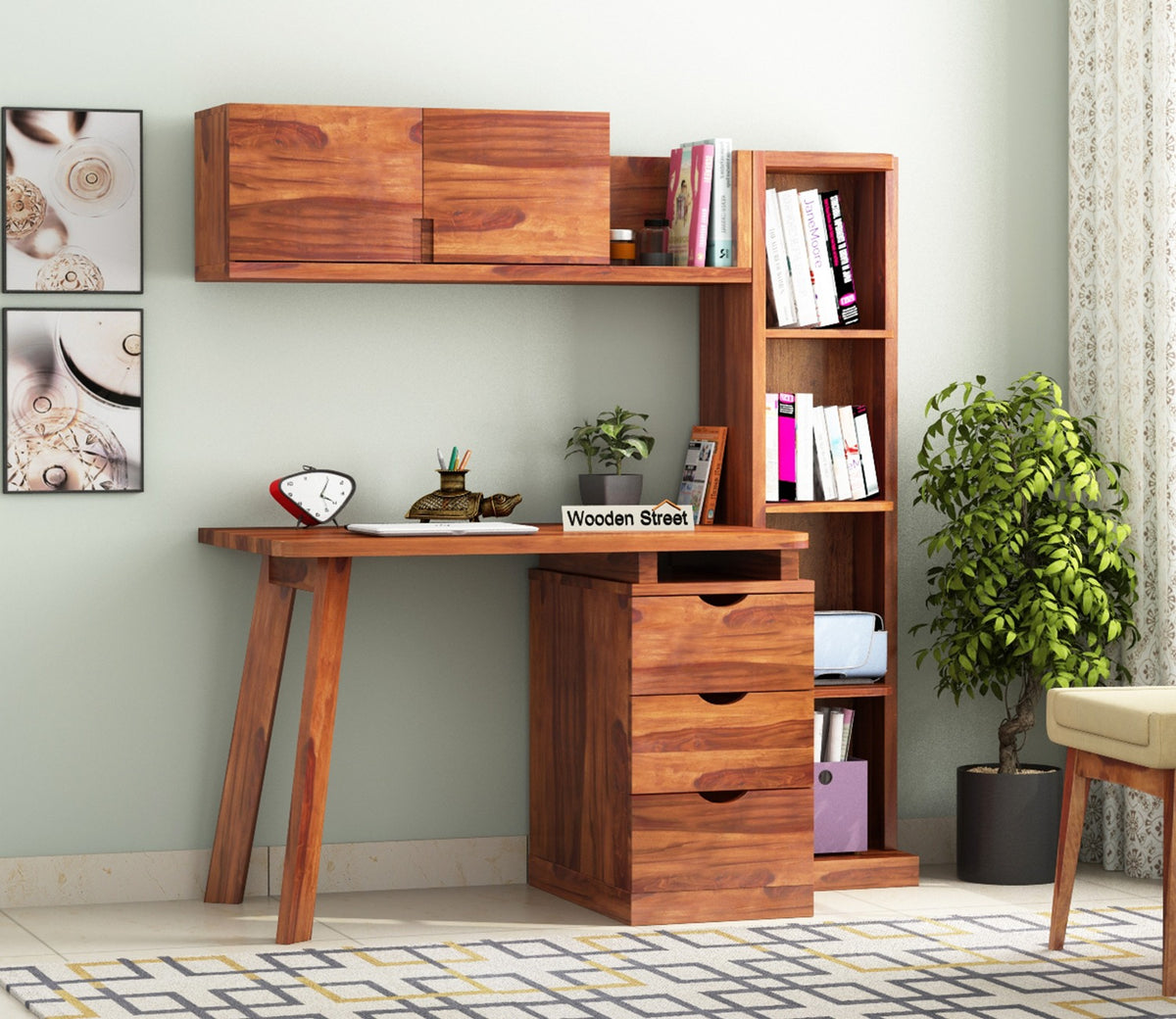 Grande Kids Study Table With Drawers (Honey Finish)