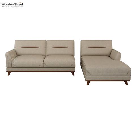 Alvaro L Shape 4 Seater Sofa with Wooden Accents (Cottage Ivory)