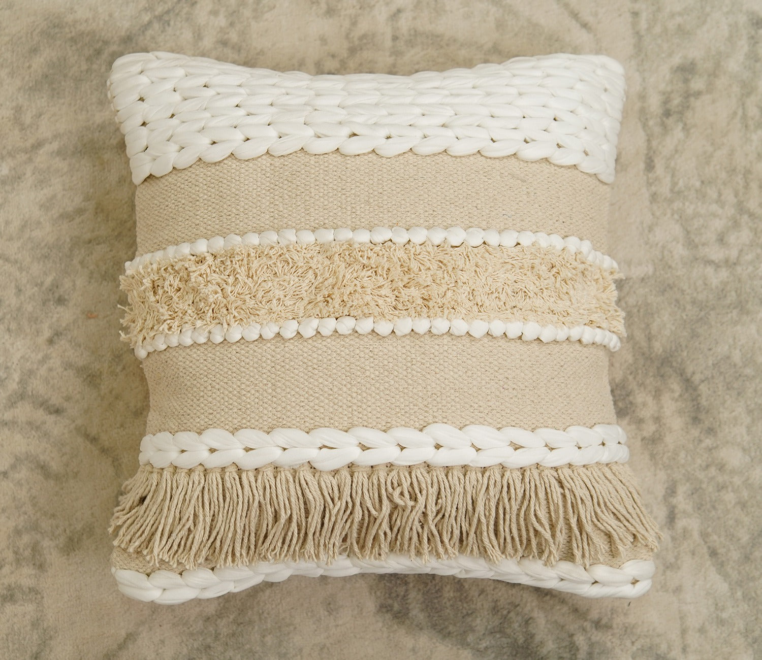 Cotton Multicolour Hand Woven Cushion Covers - Set of 1 (18 x 18 inch)