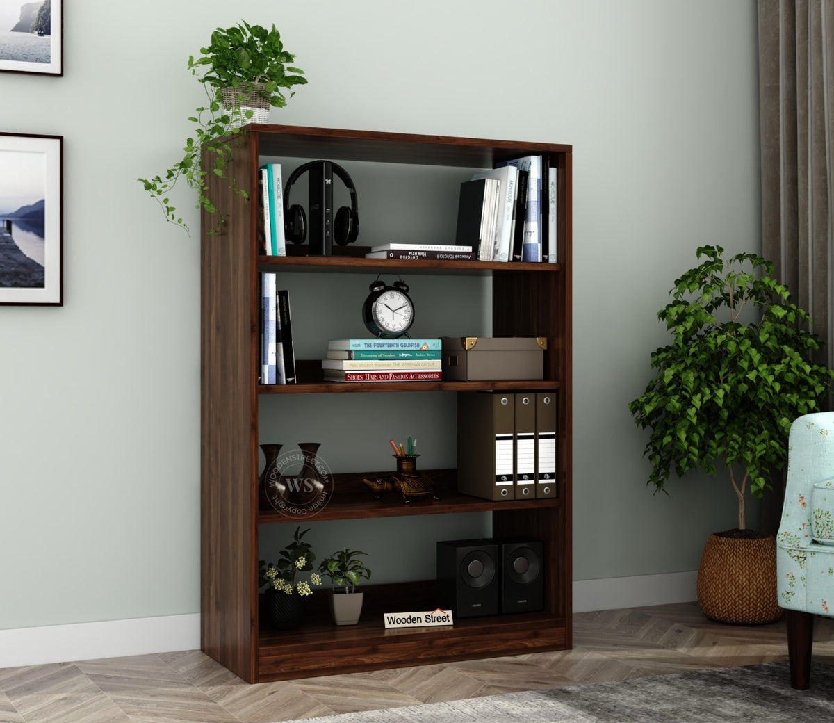 Astra Open Bookshelf (Columbian Walnut Finish)