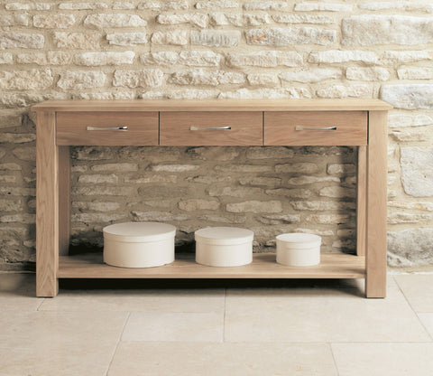 3 Drawer Teak Finish Wooden Console Table