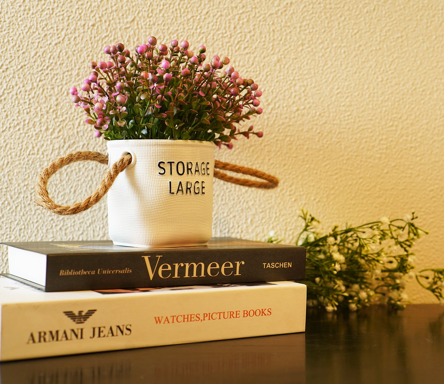 Wonder Artificial Flower With Plastic Pot (Pink)