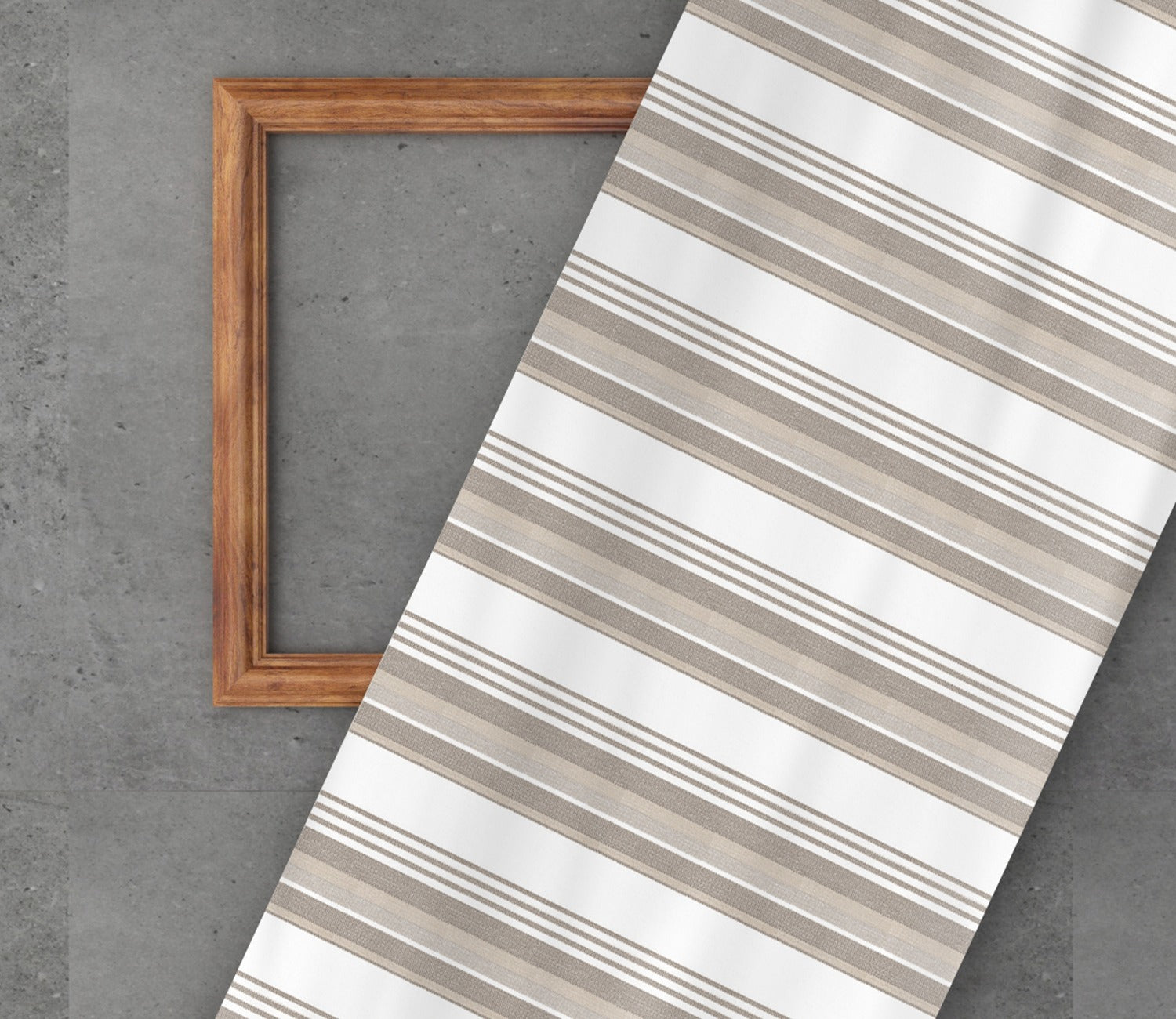 Cream Stripe Printed Cotton Fabric