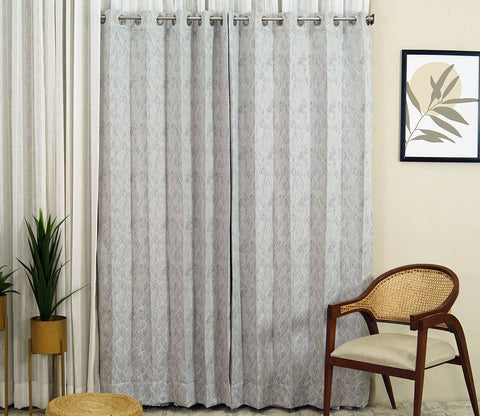 Spiral Patterned 1 Piece Blackout Curtain (Grey, 7 Feet)