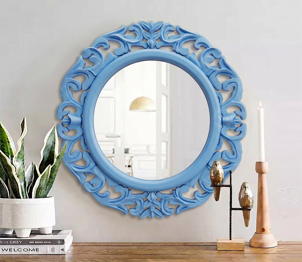 Echo Circular Carved Wall Mirror