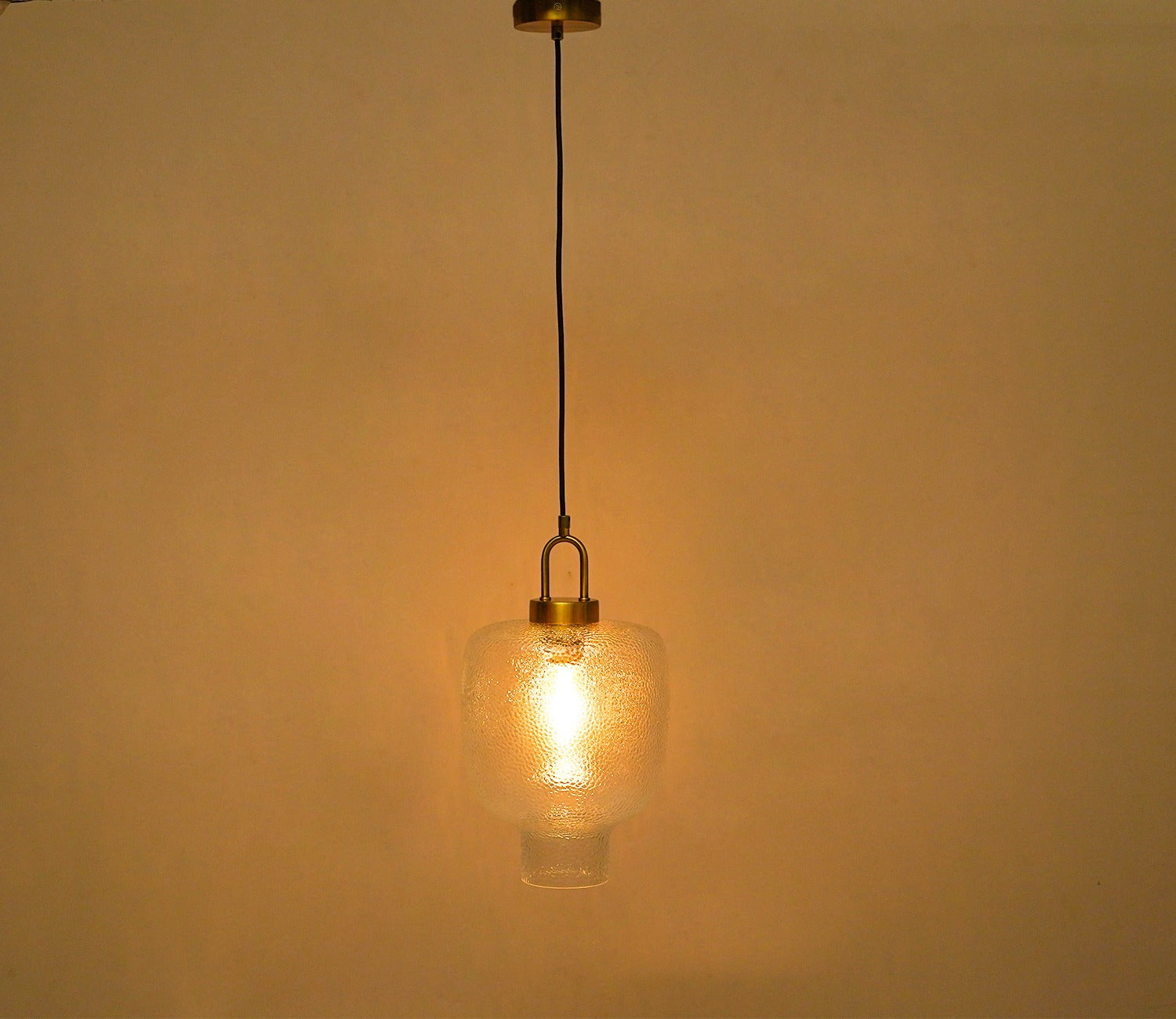 Elision Textured Glass and Metal Hanging Light (Gold, M)