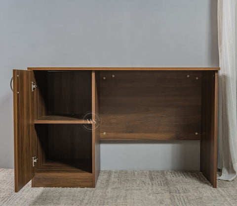 Arc Engineered Wood Study Table With 2 Layer Closed Storage Cabinet (Columbian Walnut Finish)