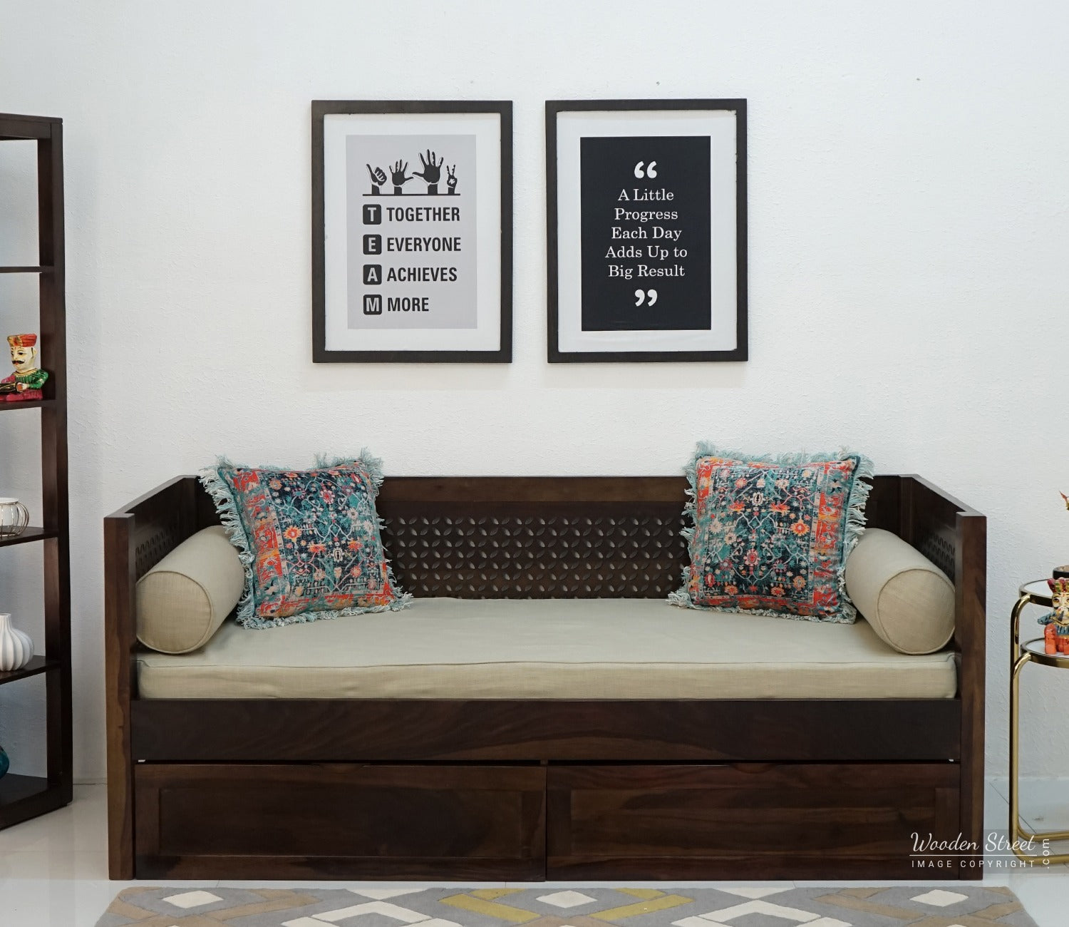 Angelica Storage Divan With Mattress (Walnut Finish)