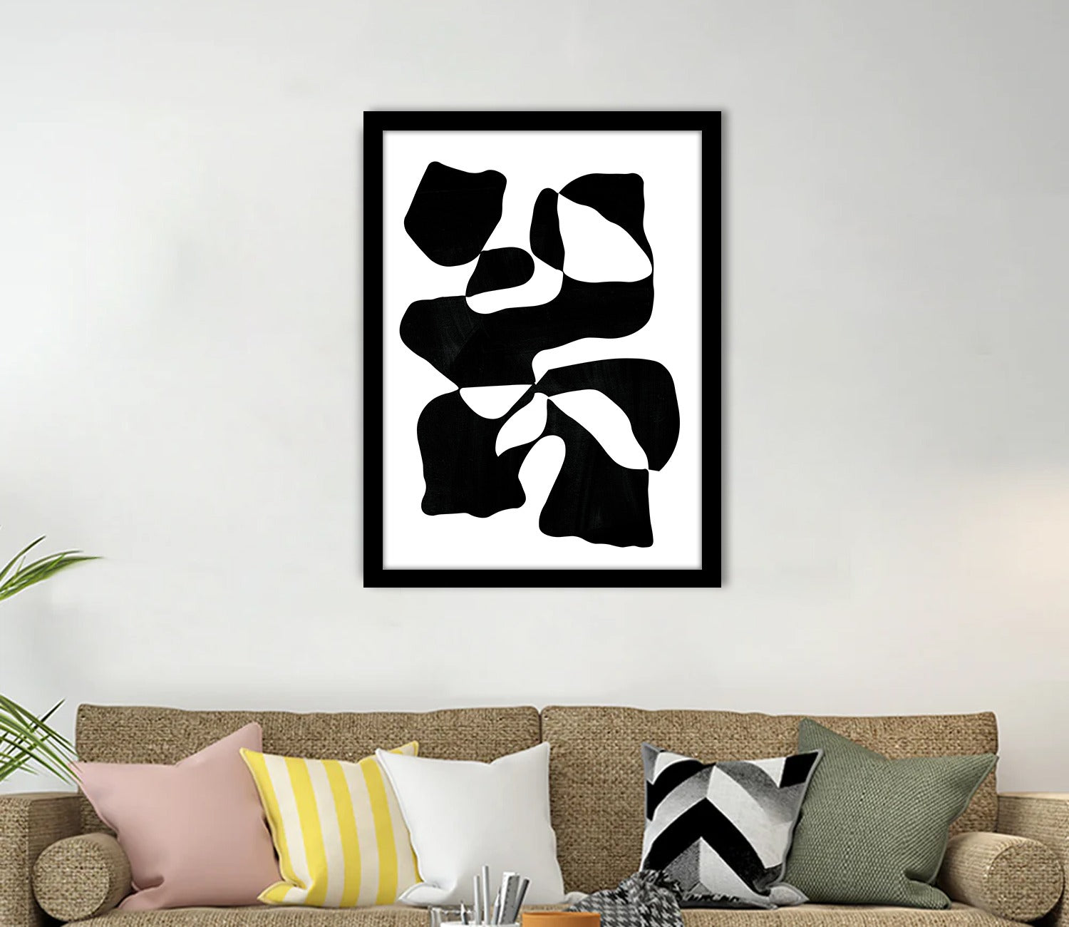 Black & White Abstract Delight Wall Frame (Rectangle, Black, 18X24, Canvas)