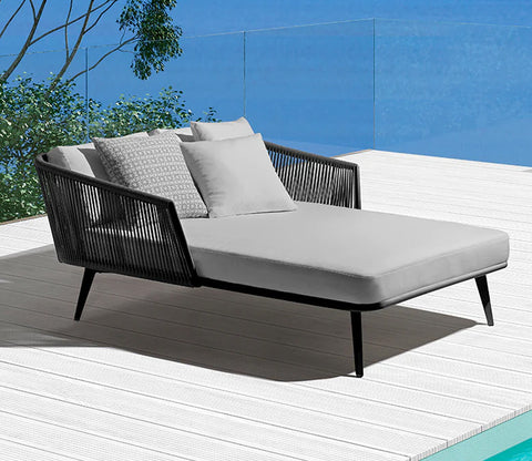 Black Unique Outdoor Daybed With Grey Cushions