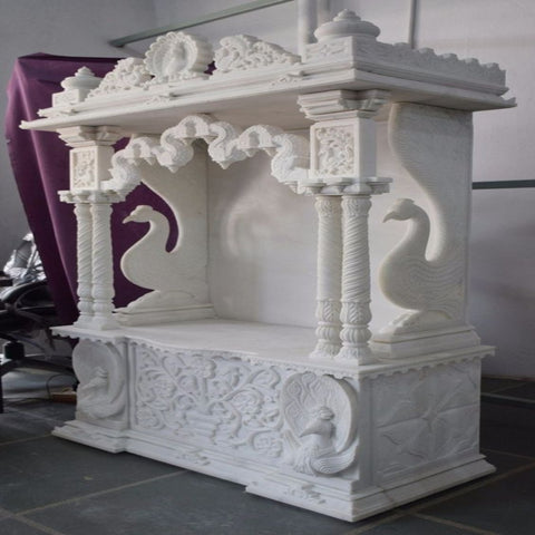 Trueliving Mandir | Marble Temple 3.1  for Home & Offices |Solid Surface - Size - H: 48" x W: 44"— D: 21.5"