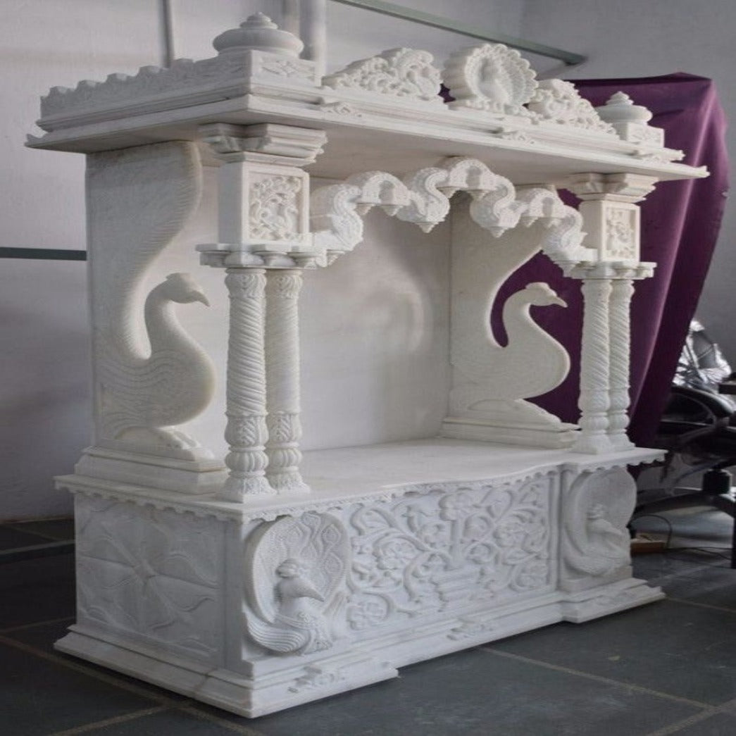 Trueliving Mandir | Marble Temple 3.1  for Home & Offices |Solid Surface - Size - H: 48" x W: 44"— D: 21.5"