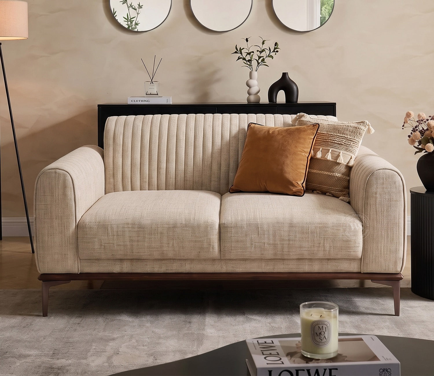 Lorenz 2 Seater Sofa (Cotton, Jade Ivory)