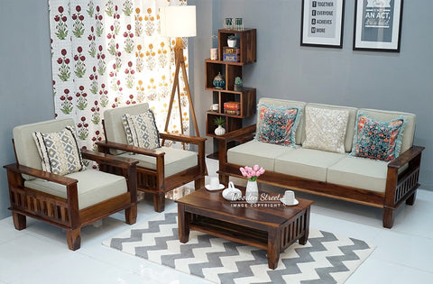 Quartz Wooden Sofa Set (Honey Irish Cream)