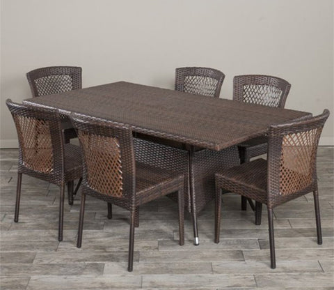 Dark Brown Rattan And Wicker Outdoor Dinning Set