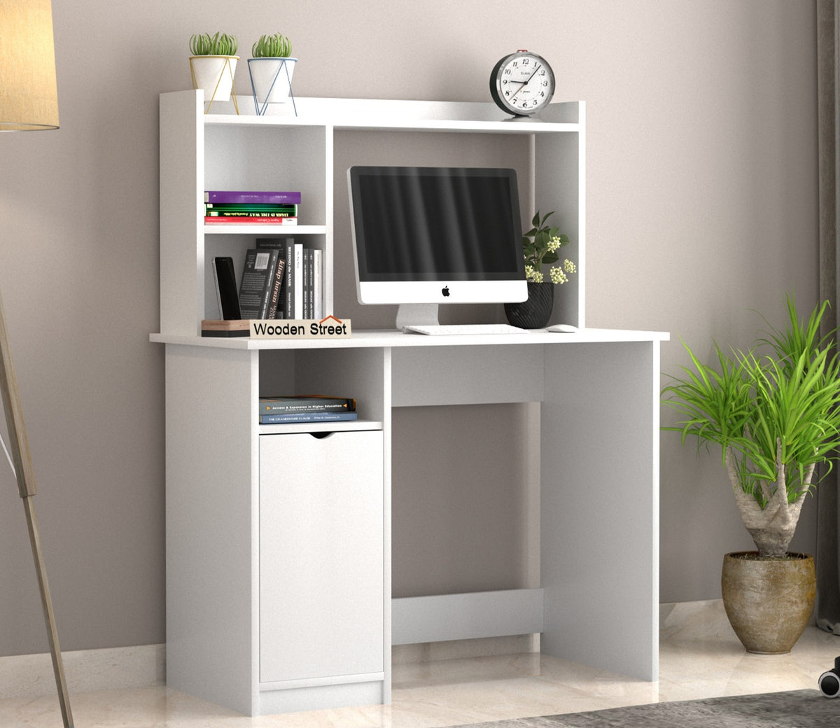 Bracia Engineered Wood Study Table (Frosty White Finish)
