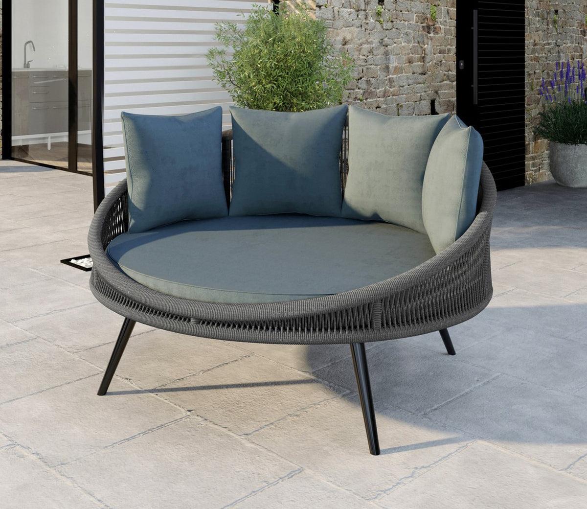 Grey Rope Daybed With Grey Cushions