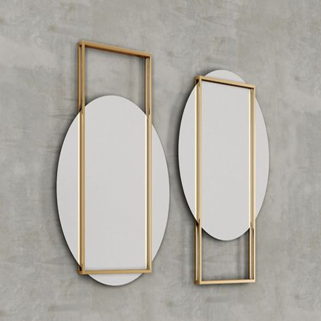 Trueliving Round Frame Less Rectangular  Metal Design Framed Decorative Wall Mount Mirror | 18" x 48"