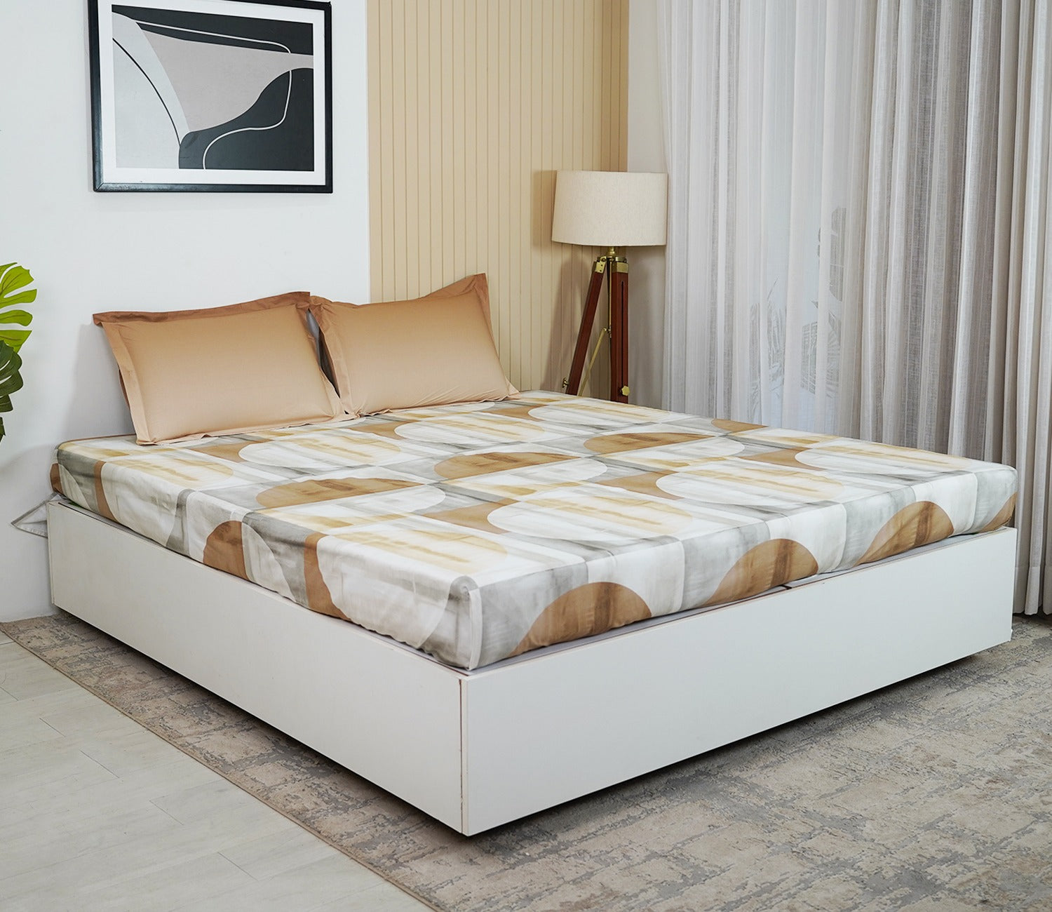 Circle 180 TC Flat Pure Cotton King Size Bedsheet With 2 Pillow Covers (Grey)