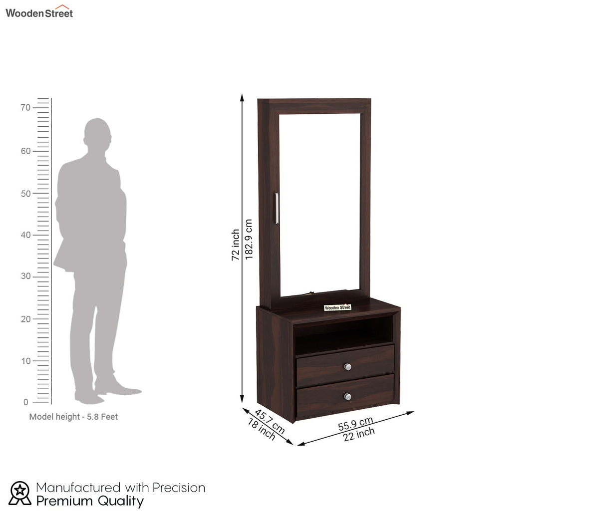 Carvel Dressing Table (Walnut Finish)